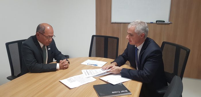 Coronel Chrisóstomo se reúne com coordenador da SAC, Marcus Pires.