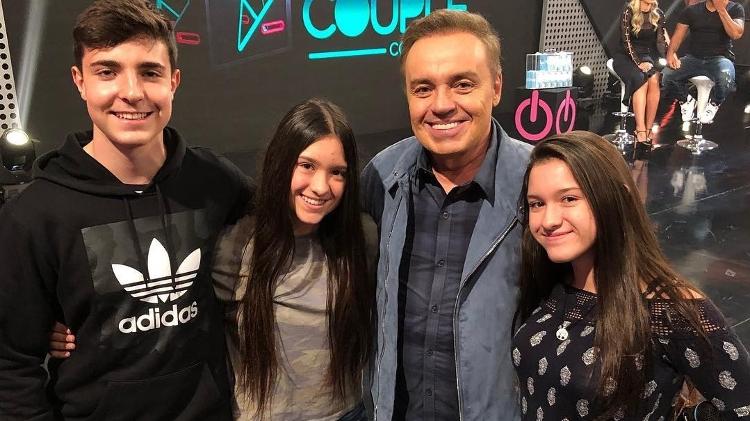Gugu com os filhos, João Augusto, Marina e Sofia Liberato.