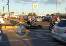 Vilhena: carro e moto colidem no cruzamento da BR-174