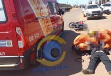 Acidente em Vilhena: motociclista se fere em colisão com carro na Avenida Marechal Rondon