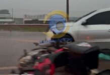 Assista: durante chuva intensa, veículos colidem na BR-364 em Vilhena