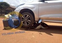 Acidente entre carro e moto deixa adolescente de 17 anos ferido em Vilhena