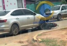 Motorista avança preferencial e provoca colisão com motocicleta na avenida Paraná, em Vilhena