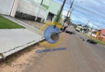 Acidente entre motos deixa feridos em cruzamento do Jardim Eldorado, em Vilhena