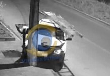 Vídeo: discussão entre casal termina em colisão contra poste e confusão em Vilhena