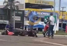 Acidente em rotatória da BR-364 deixa mulher ferida em Vilhena