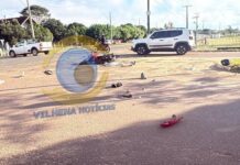 Assista: acidente entre moto e caminhonete deixa dois feridos em Vilhena