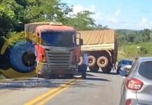 DEU RUIM: Carreta fica em “L” e interdita BR-435 entre Vilhena e Colorado do Oeste