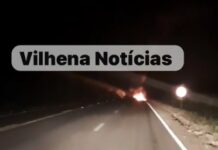 Assista: carreta pega fogo mobiliza Corpo de Bombeiros e PRF na BR-364