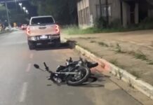 Motociclista é socorrida após acidente em cruzamento do bairro Bela Vista, em Vilhena