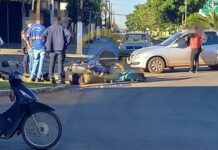 Motociclista e garupa ficam feridos após colisão em cruzamento no bairro Bodanese, em Vilhena