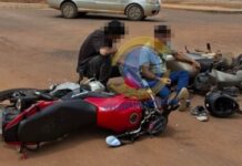 Colisão entre motos deixa dois feridos na Perimetral, em Vilhena