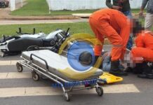 Motociclista fica ferida após acidente entre Honda Bros e Renault Sandero na BR-174, em Vilhena