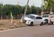 Gestante passa mal ao volante e bate carro contra poste em Vilhena