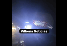 Motorista morre após colisão entre caminhonete e carreta na BR-364 entre Vilhena e Pimenta Bueno