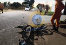 Condutora de bicicleta elétrica sofre fratura exposta após colisão em Vilhena