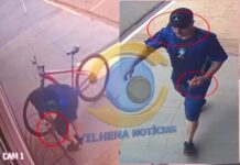 Ladrão usa alicate para quebrar cadeado e furtar bicicleta em plena luz do dia em Vilhena