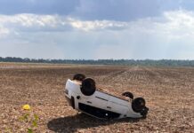 Assista: capotamento deixa homem morto em rodovia que liga Pimenteiras do Oeste e Corumbiara