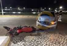 Motociclista é socorrido após colisão com carro nas proximidades do Park Shopping