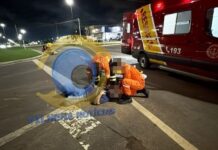 Motociclista fica ferido após cair de Biz em rotatória da BR-364, em Vilhena
